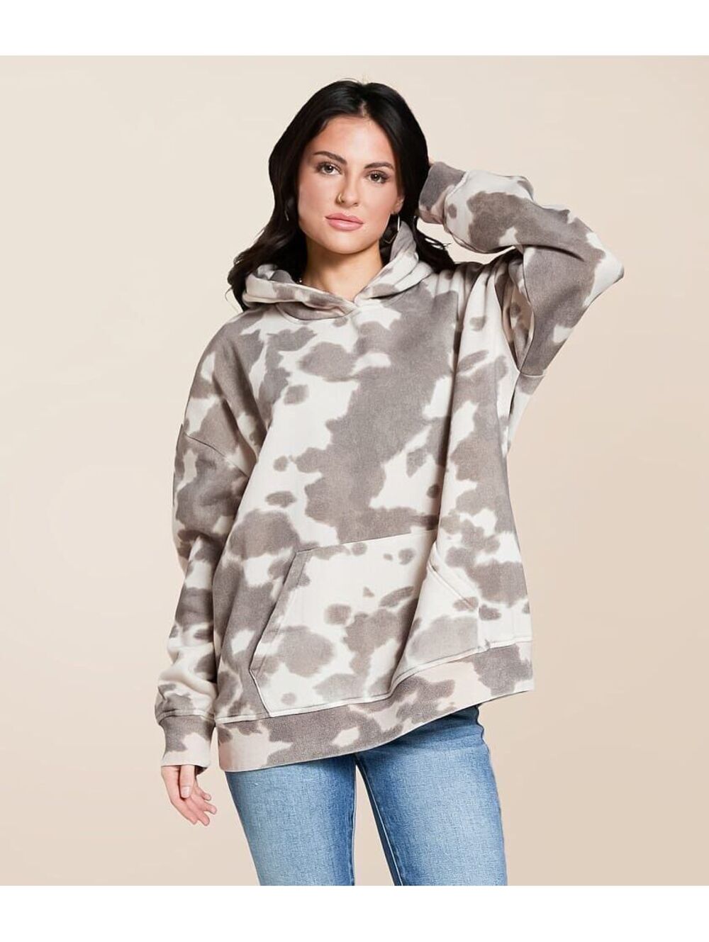 Gilded Intent Buckle Cow Print Hooded Sweatshirt